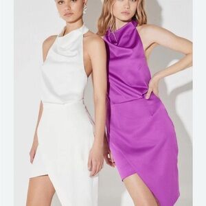 Elliatt Purple Asymmetrical Halter Sheath Dress